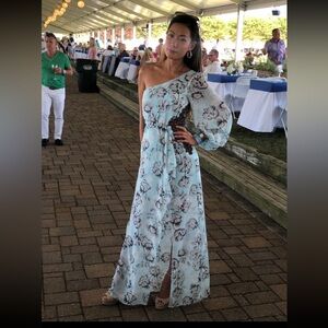 BCBGMAXAZRIA Baby blue and lace maxi dress